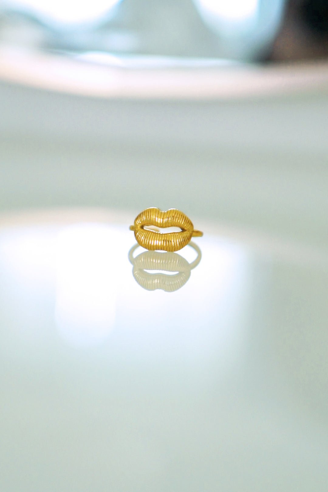 18k Gold Plated Adjustable Lip Kiss Rings Ring