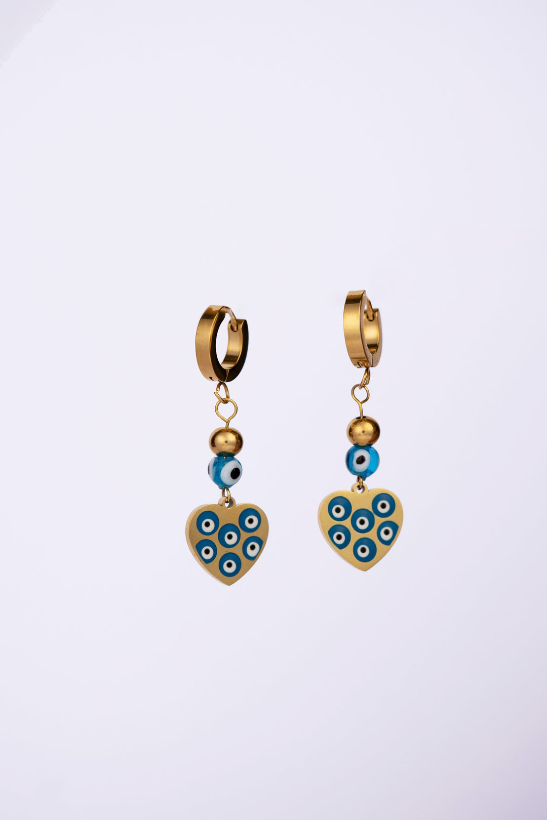 18K Gold Plated Heart Evil Eye Dangle Earrings Earring