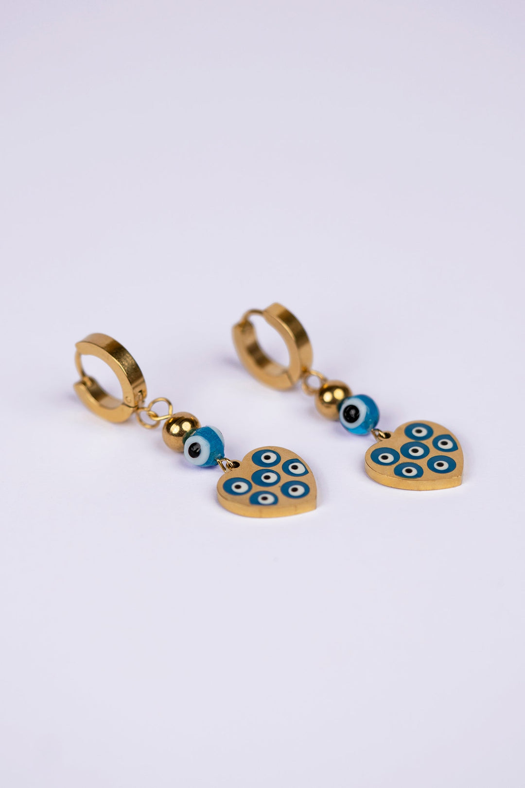 18K Gold Plated Heart Evil Eye Dangle Earrings Earring