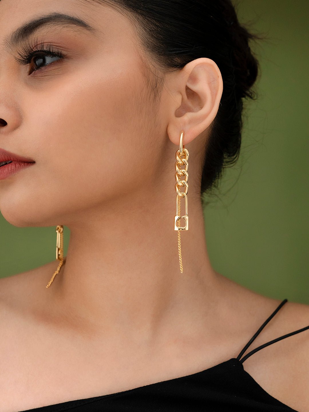 18k Gold Plated Padlock Shoulder Duster Earrings Earring