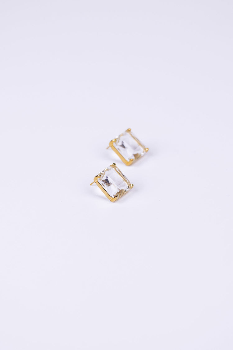 18k Gold Plated Transparent Cushion Stud Earrings Earring