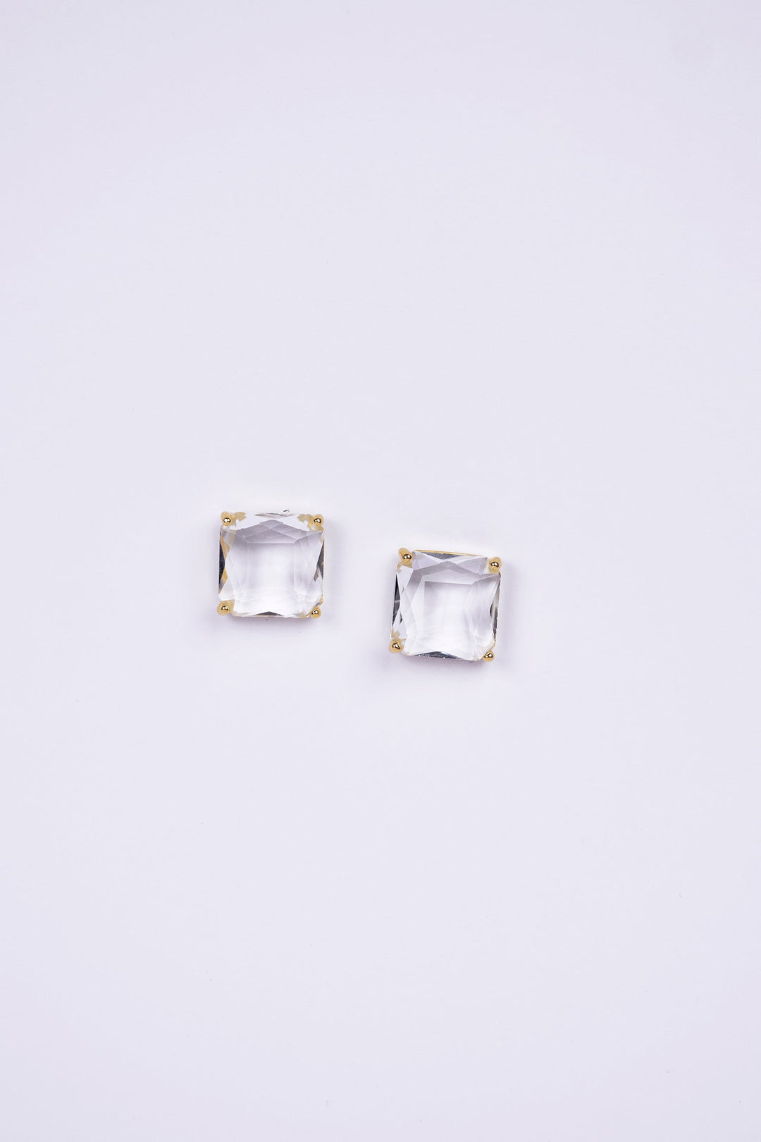 18k Gold Plated Transparent Cushion Stud Earrings Earring