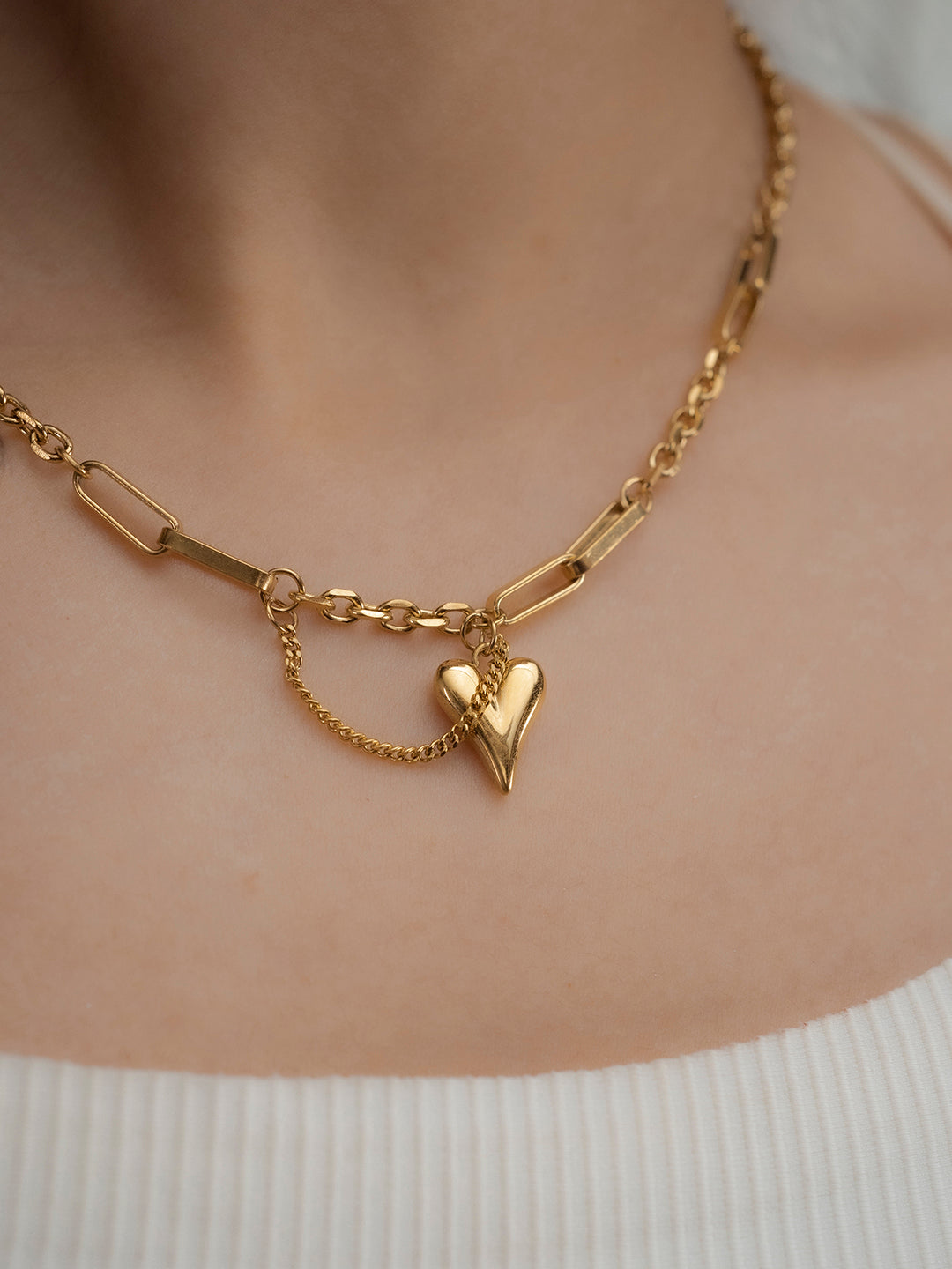 Gold Plated Heart Interlinked Necklace For Women