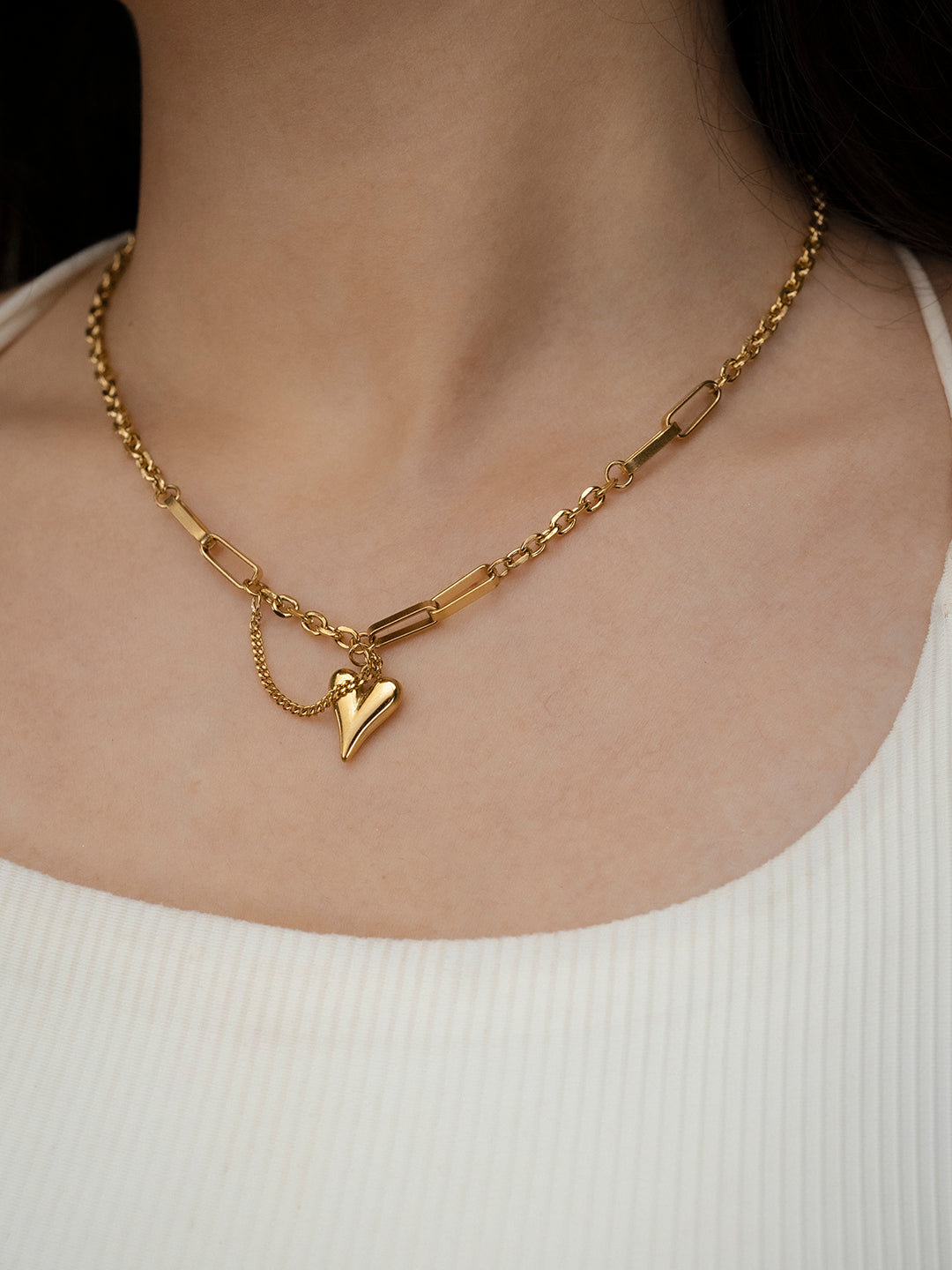 Gold Plated Heart Interlinked Necklace For Women