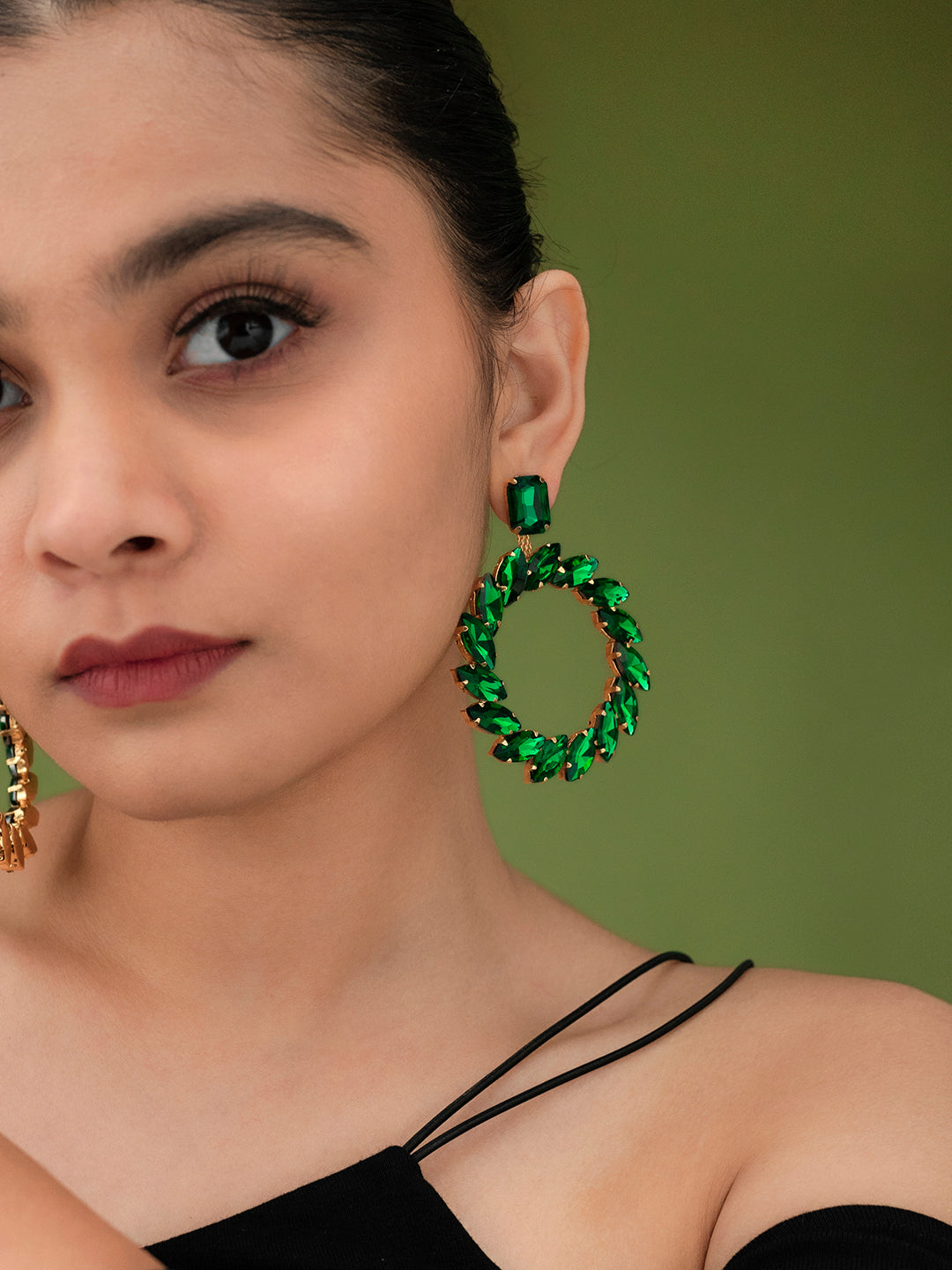 Geometric Shape Crystal Studded Earrings