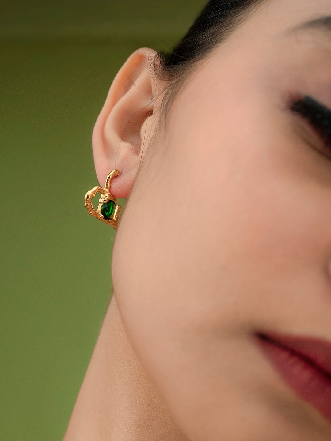 Gold Plated Beating Heart Elevated Stud Earrings