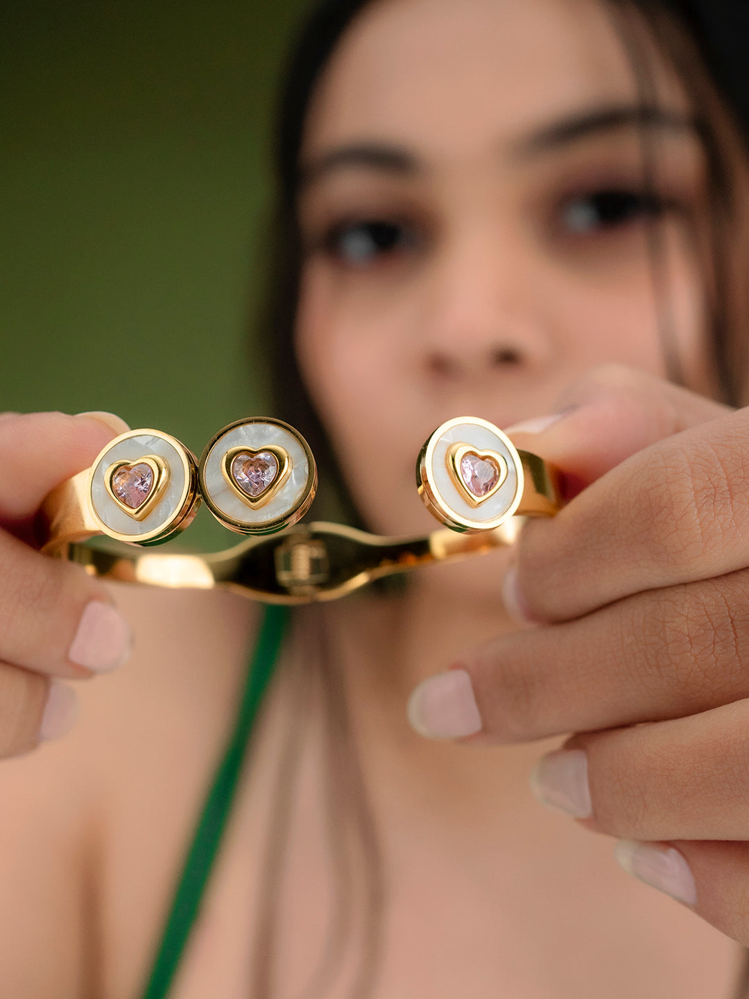 3 Hearts Bangle For Daily Wear