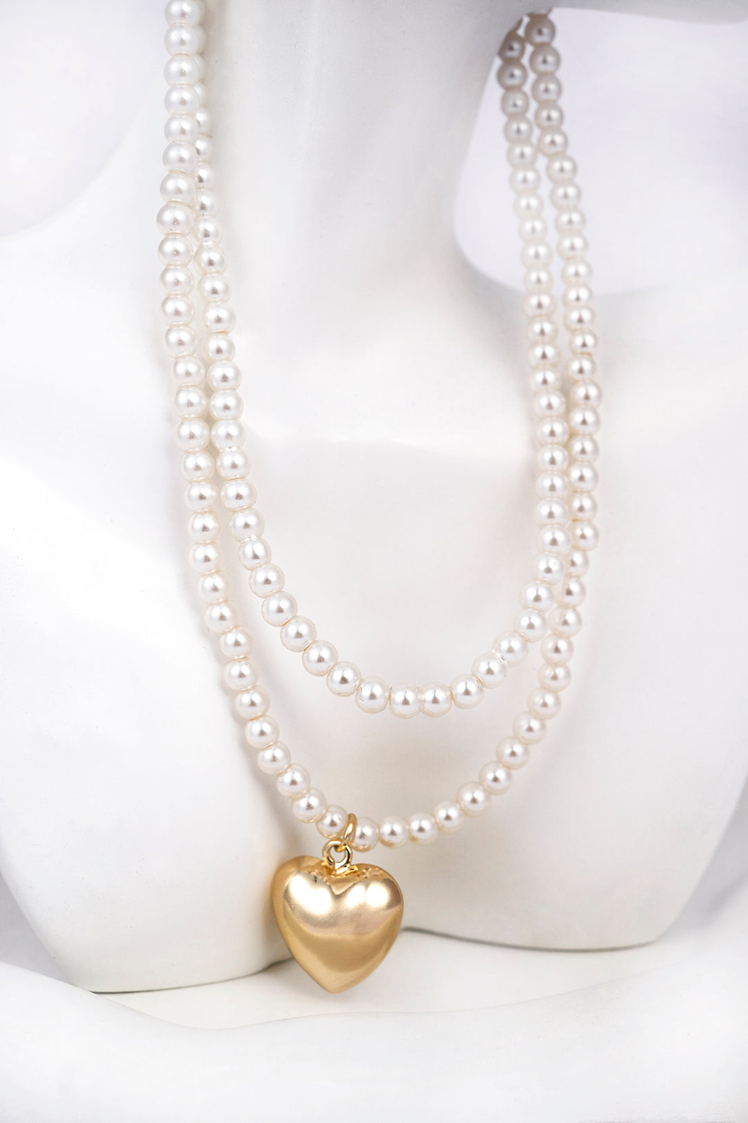 Double Layered Pearl and Heart Pendant