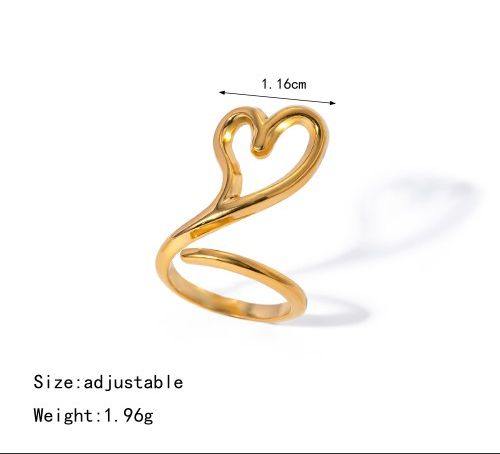 Upright Heart 18k Gold Plated Rings For Women