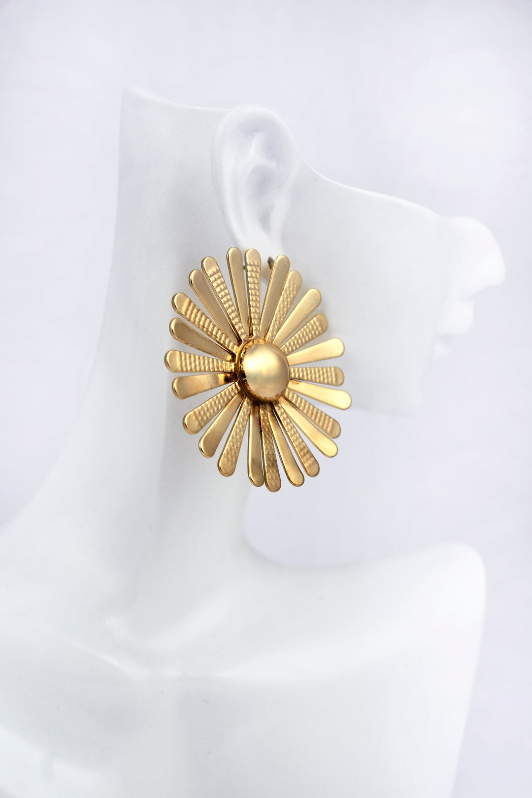 Big Gold Plated Flower Stud Earrings Earring