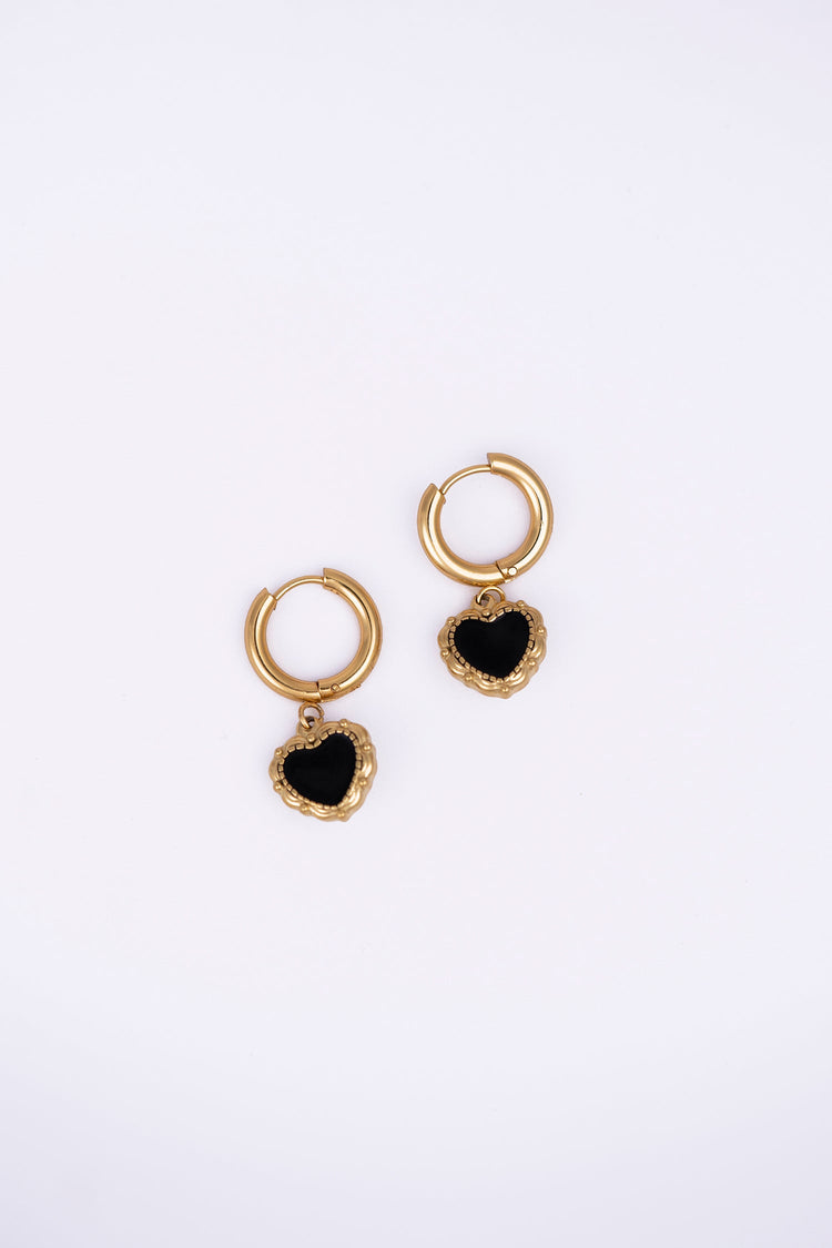 Black Onyx Heart Dangle Earrings Earring