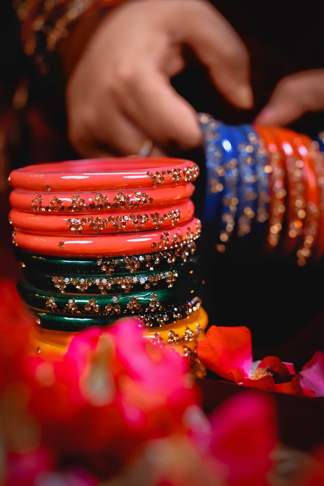 Colourful Glass Kada Bangles For Women: Set of 32