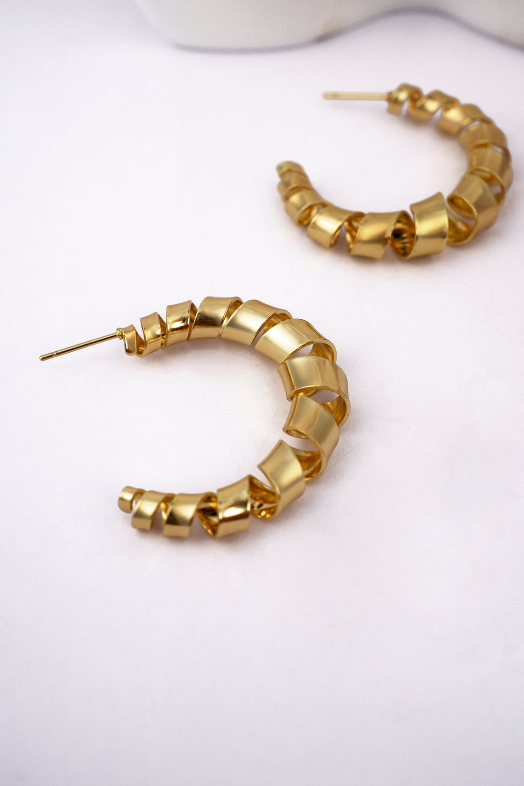 Croissant Shaped Gold Plated Hoop Earrings Earring