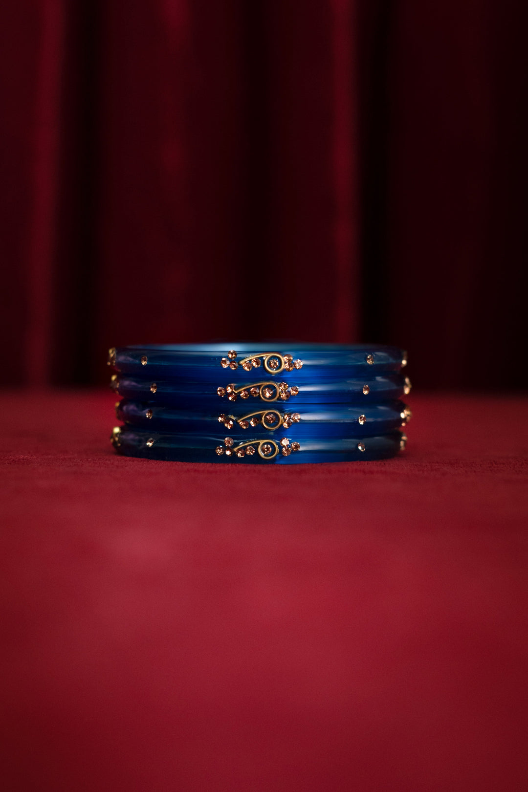 Dark Blue Slim Kada Glass Bangle For Women