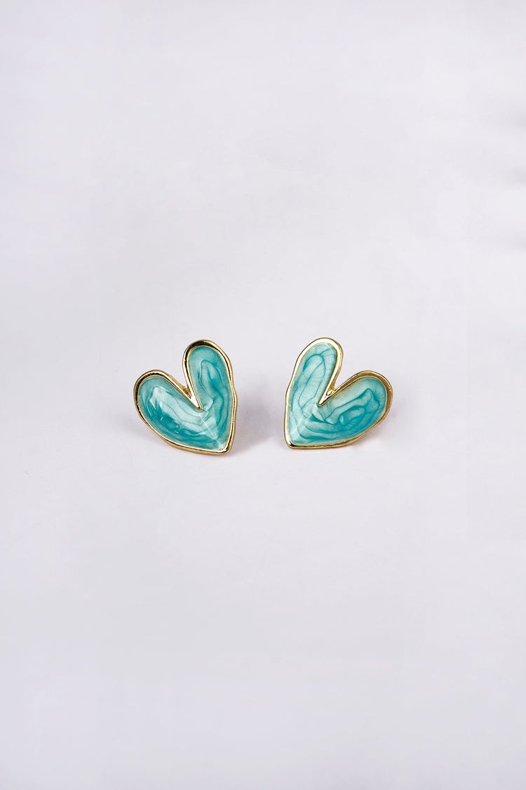 Delicate Korean Style Ocean Blue Heart Earrings Earring