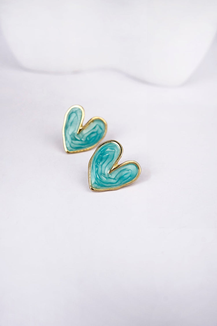 Delicate Korean Style Ocean Blue Heart Earrings Earring