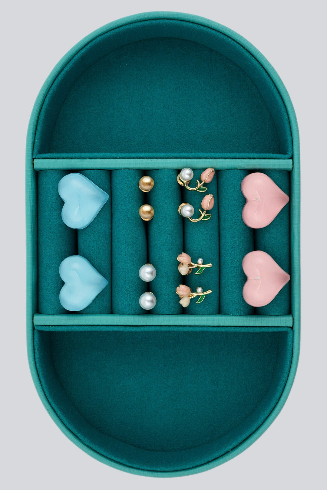 Enamel Detailed Heart & Pearl Earrings Combo Set (Box Not Included)