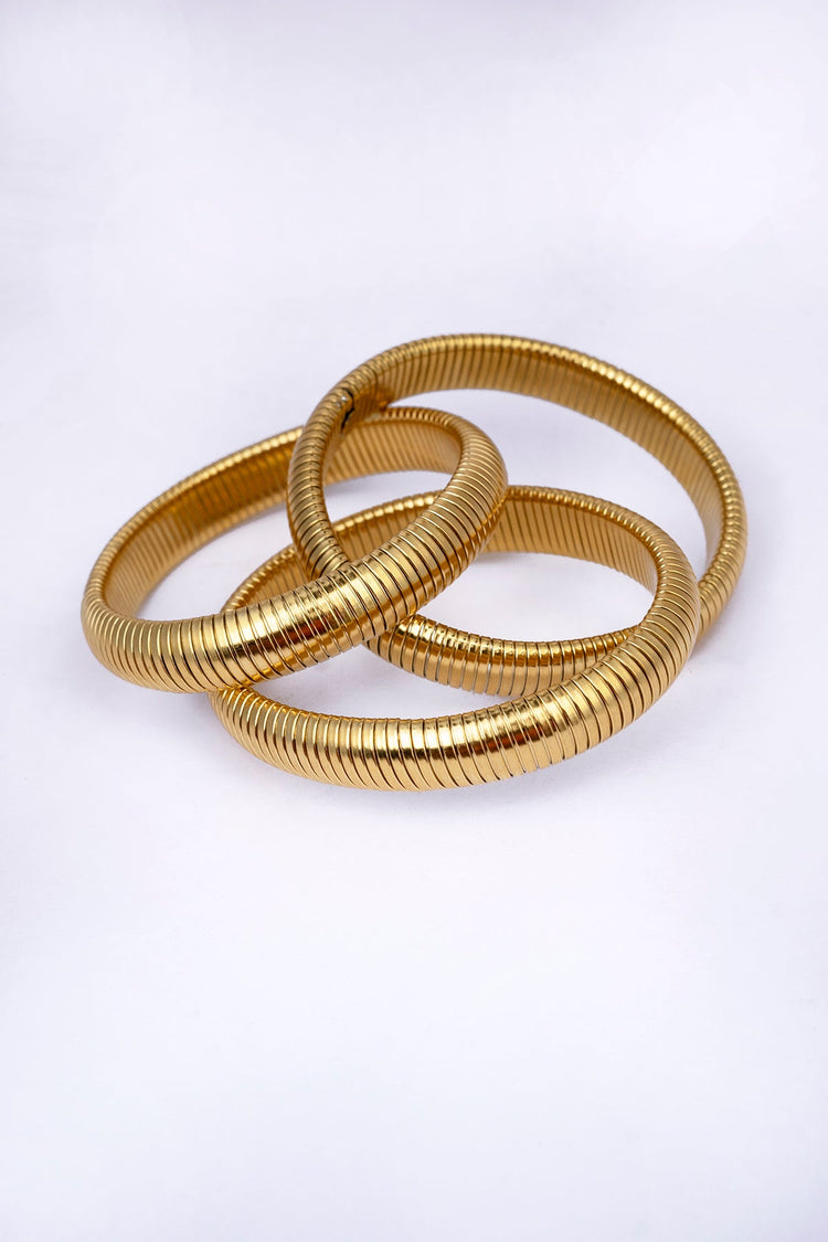 Flexible Golden Spiral Triple Layer Bangle Bracelet Bracelet