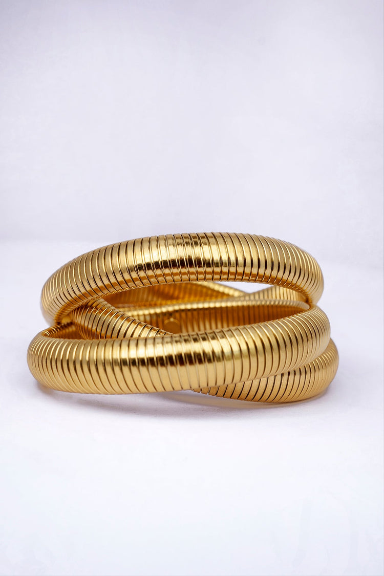 Flexible Golden Spiral Triple Layer Bangle Bracelet Bracelet