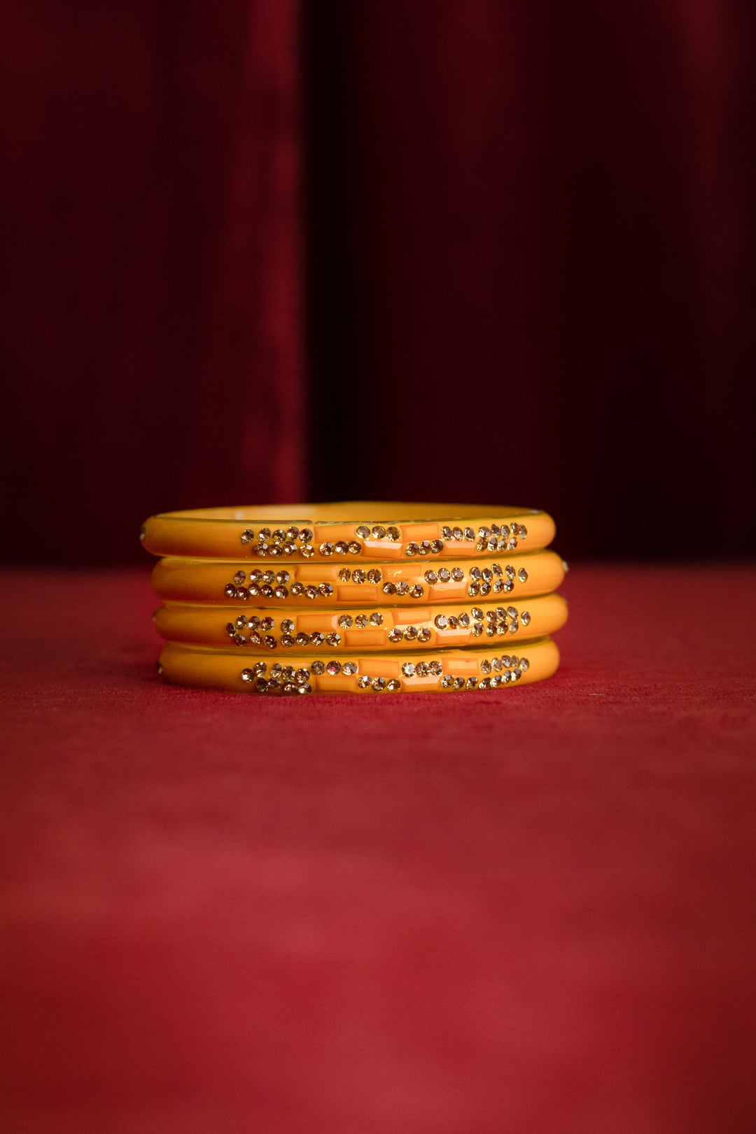 Glass Indian Bangle For Women Mustard Yellow