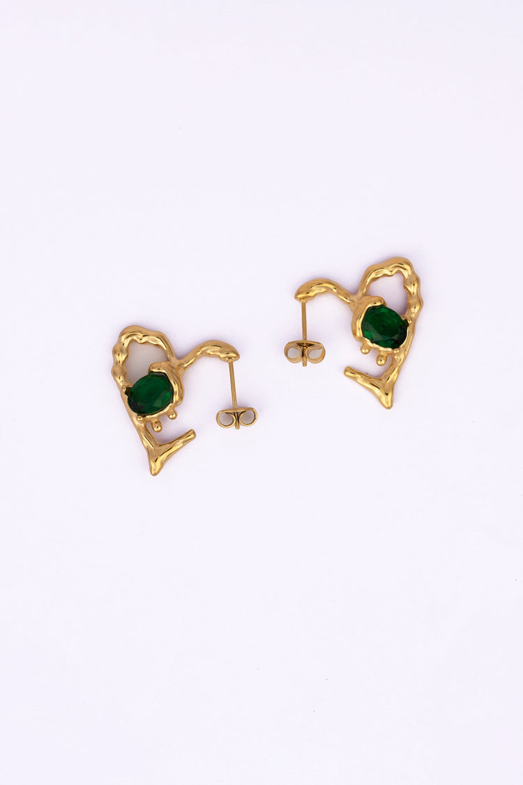 Gold Plated Beating Heart Elevated Stud Earrings Earring