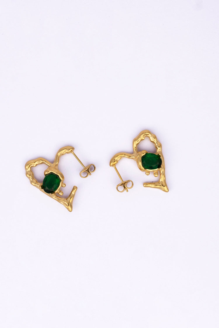 Gold Plated Beating Heart Elevated Stud Earrings Earring