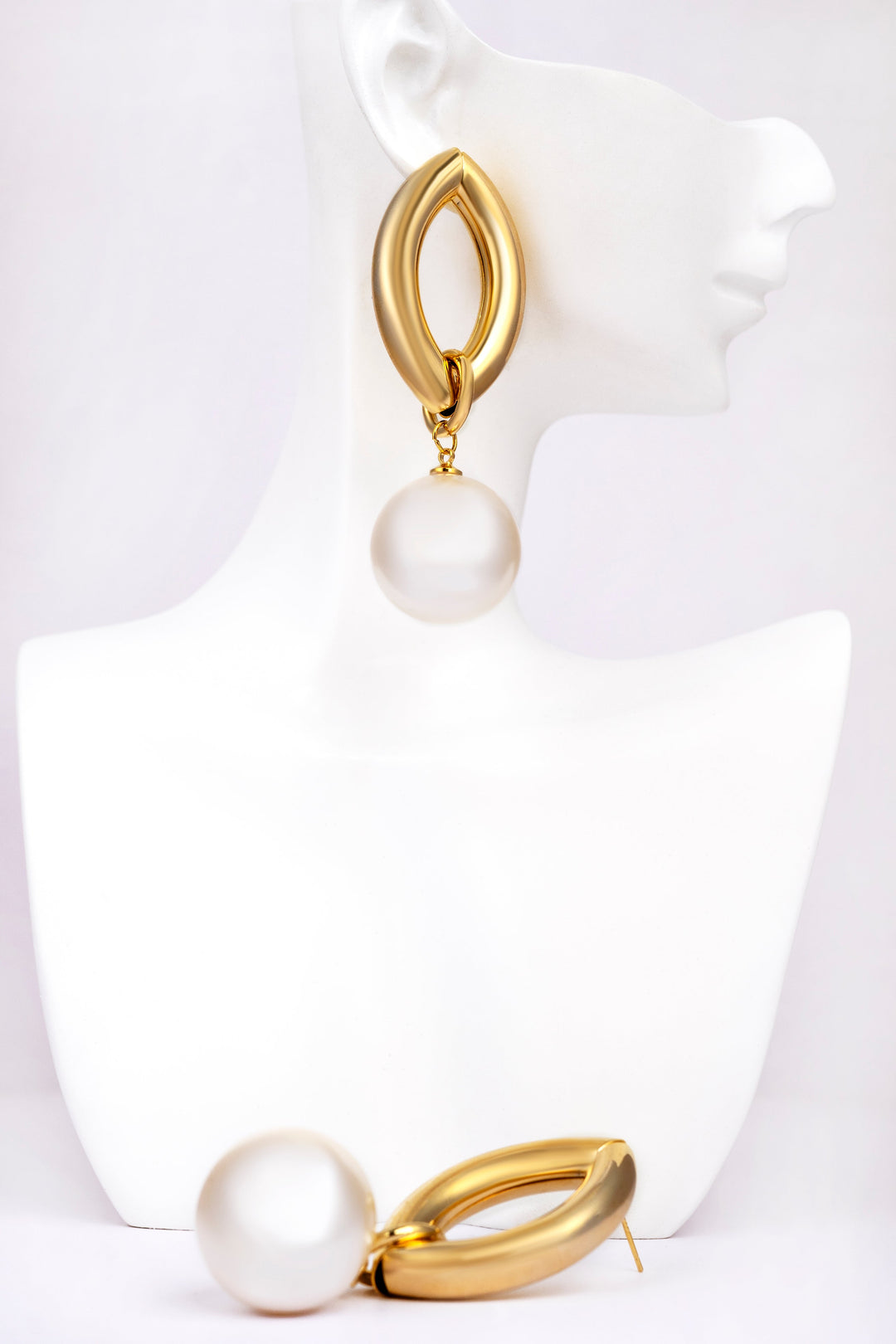 Gold Plated Big Pearl Drop Earrings Earring