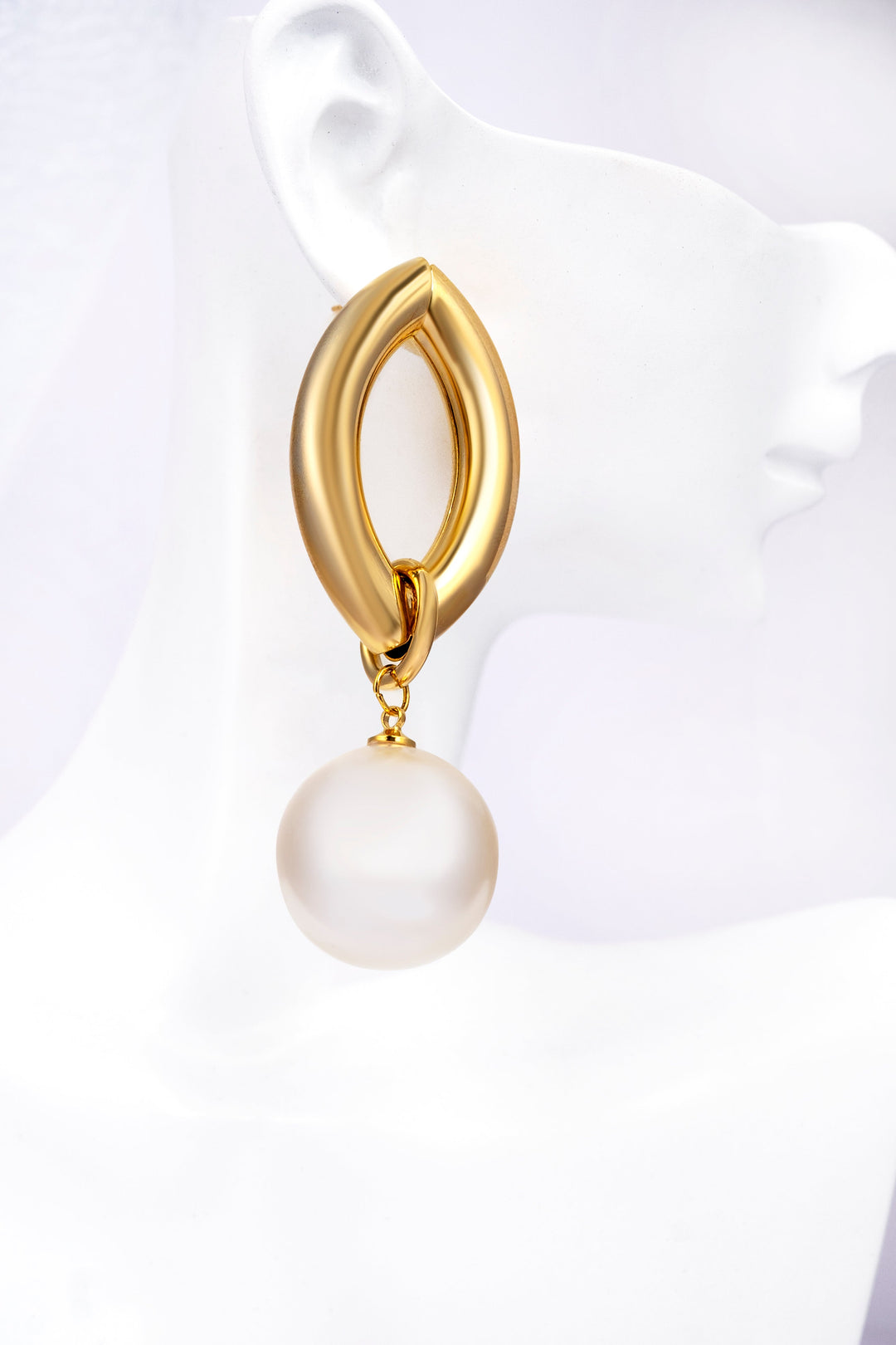 Gold Plated Big Pearl Drop Earrings Earring