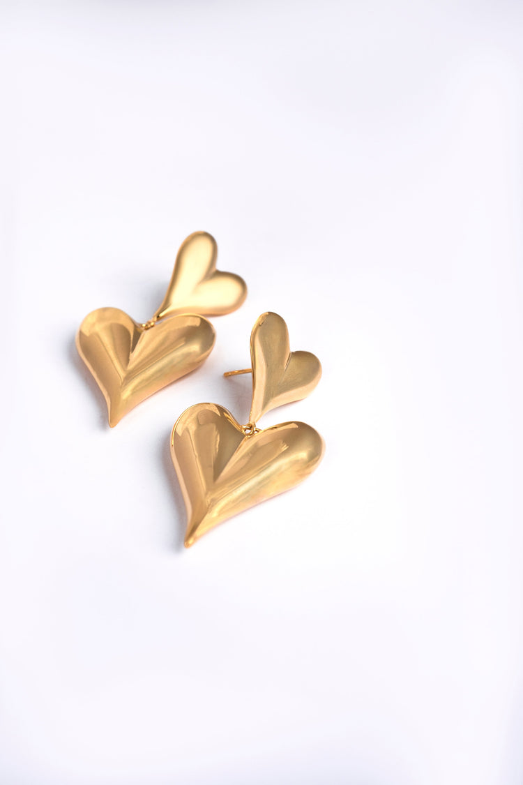 Gold Plated Double Heart Earrings Earring