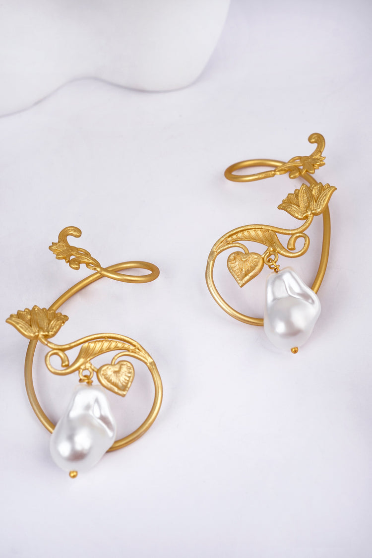 Gold Plated Floral Earcuffs Earring