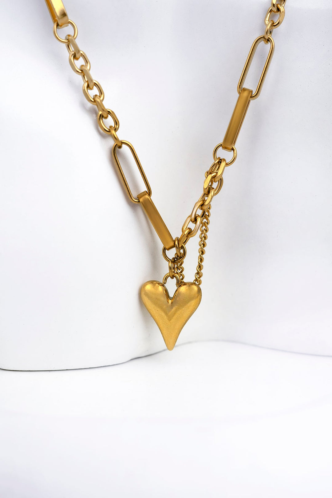 Gold Plated Heart Interlinked Necklace For Women Earring