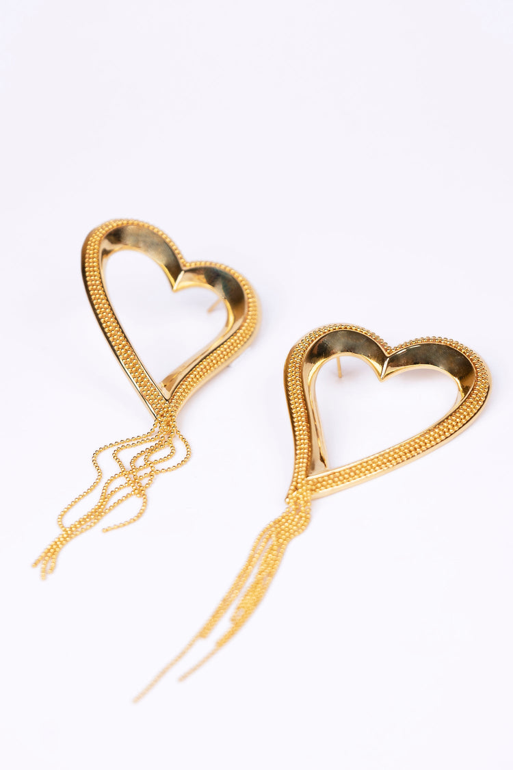 Gold Plated Shoulder Duster Heart Earrings Earring