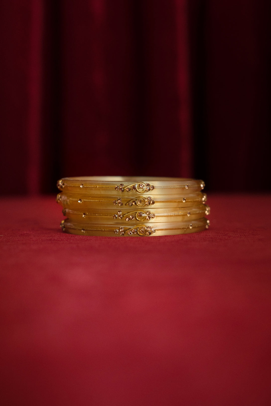 Golden Slim Kada Glass Bangle For Women