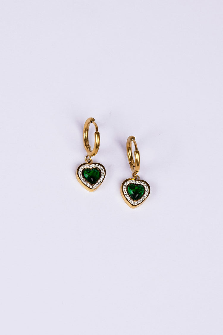 Green Heart Stone Dangle Earrings Earring