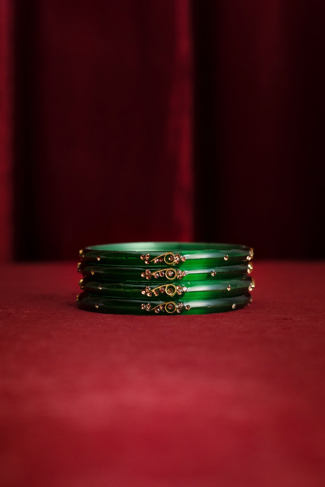 Green Slim Kada Glass Bangle For Women