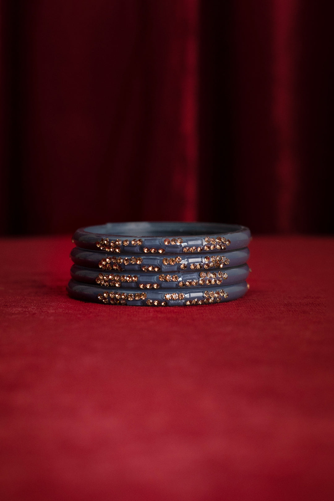 Greyish Blue Indian Glass Bangle For Women