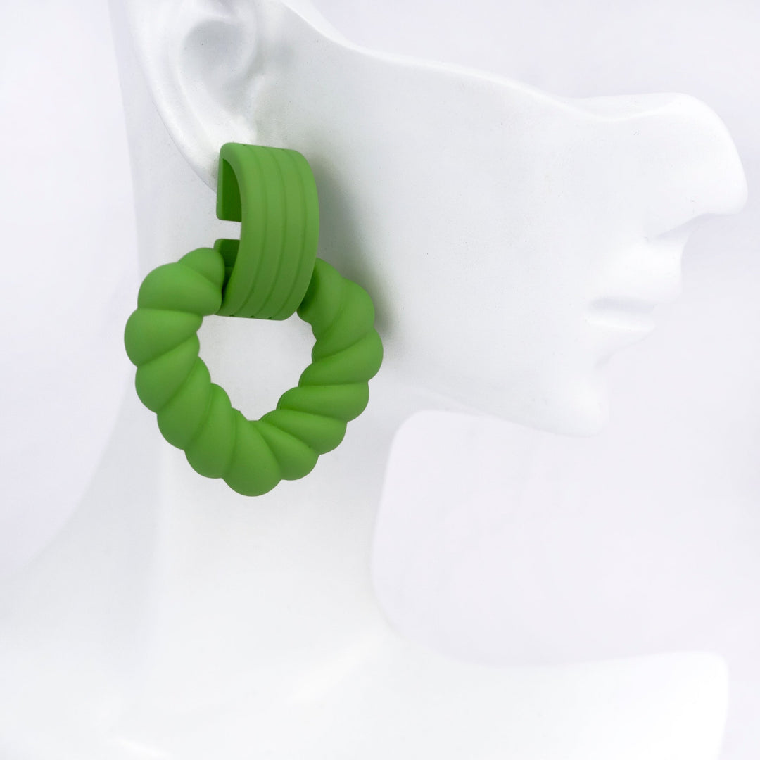 Matte Heart Shape Green Earrings Earring