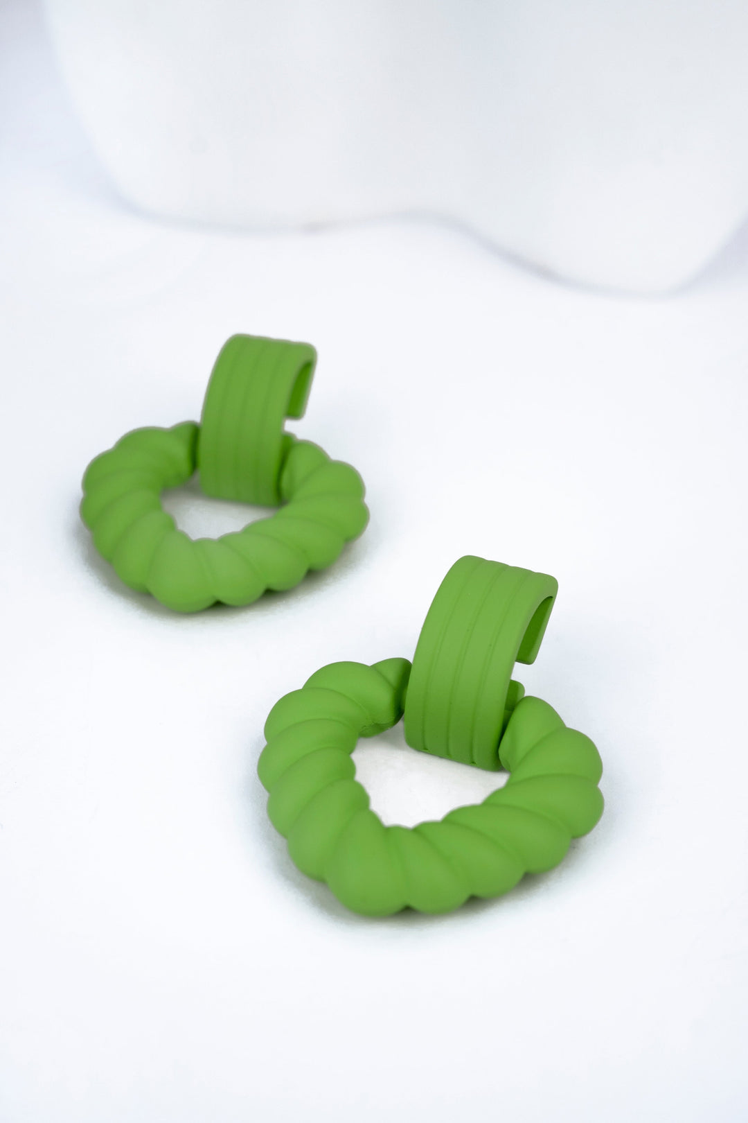 Matte Heart Shape Green Earrings Earring