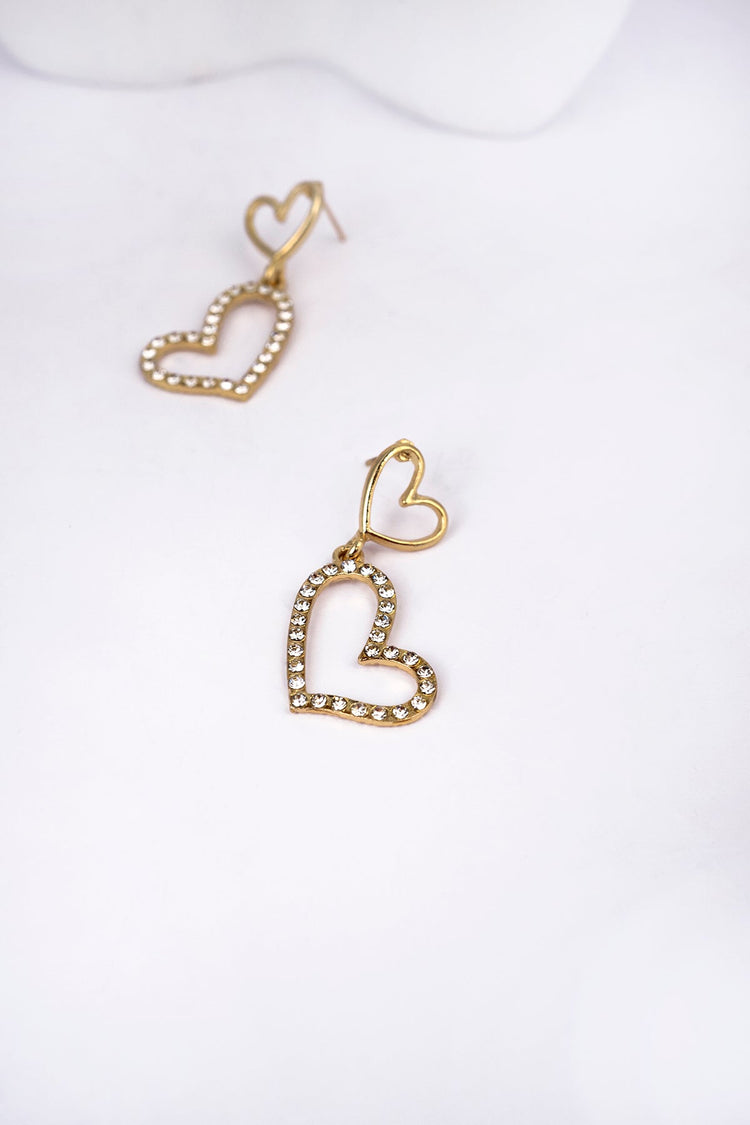 Multiple Hearts Gold Plated Dangle Earrings For Women Earring