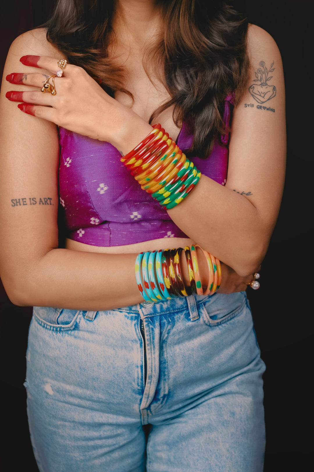 Pop Inspired Modern Glass Bangle For Girls - Deep Maroon