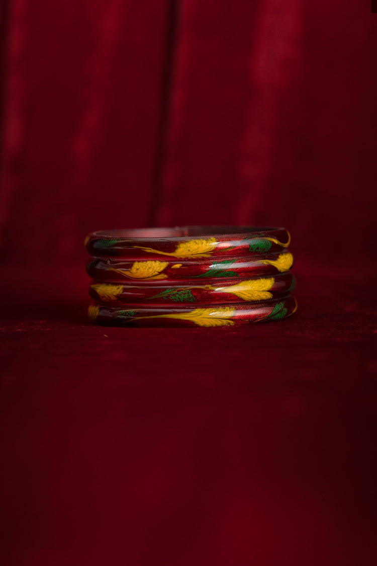 Pop Inspired Modern Glass Bangle For Girls - Deep Maroon