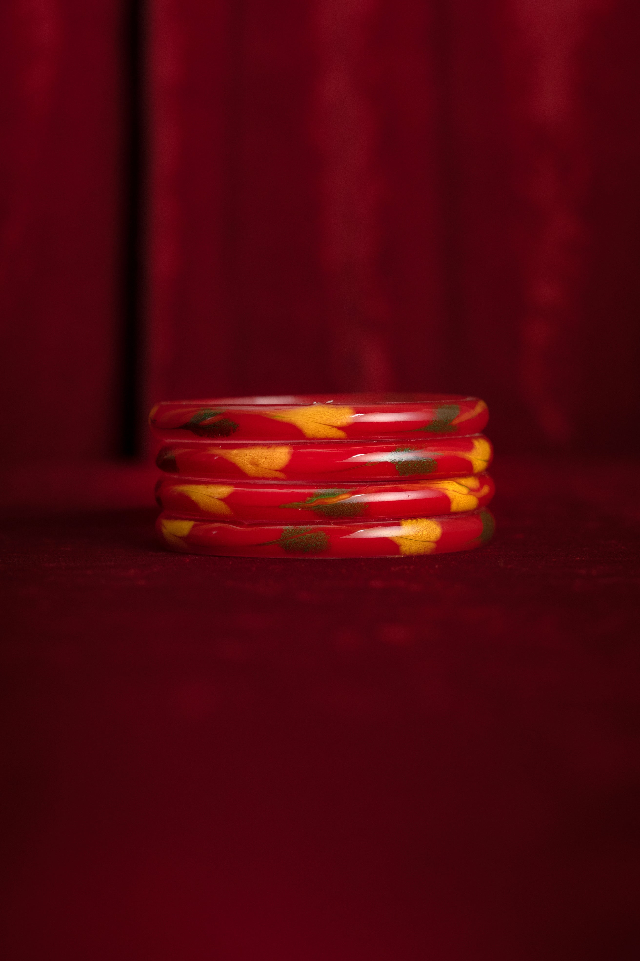 Pop Inspired Modern Glass Bangle For Girls - Red