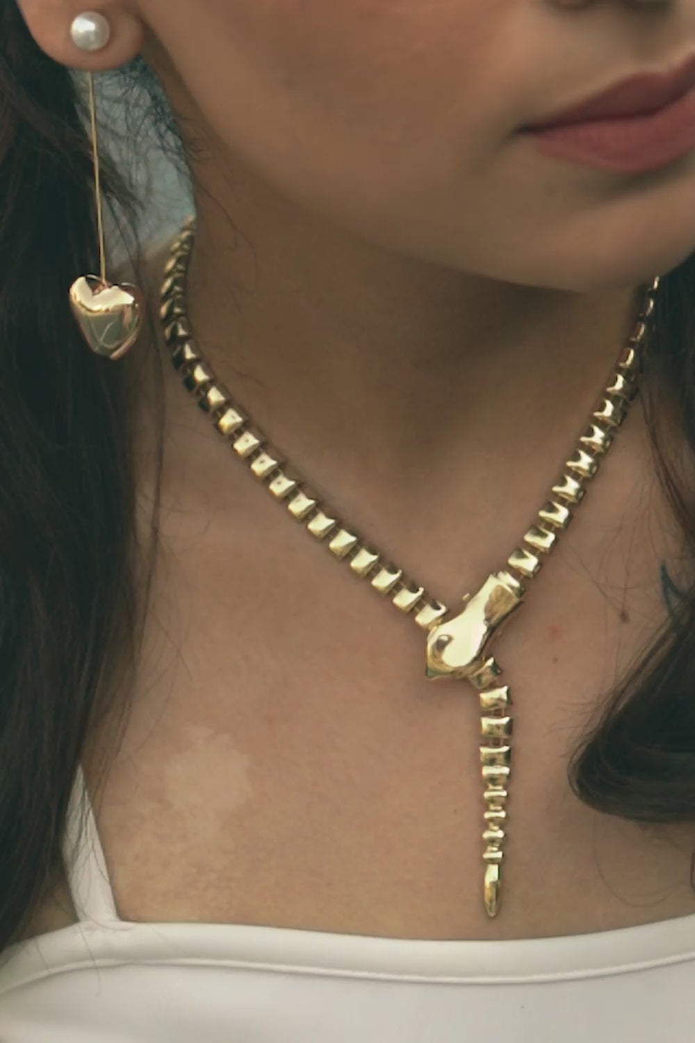 Adjustible Gold Plated Snake Necklace