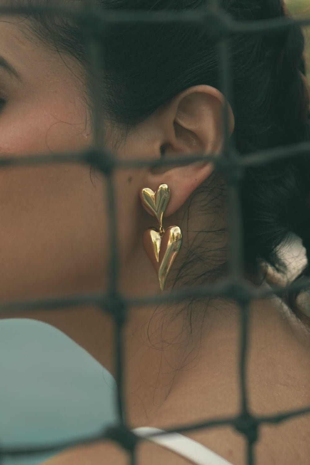 Gold Plated Double Heart Earrings