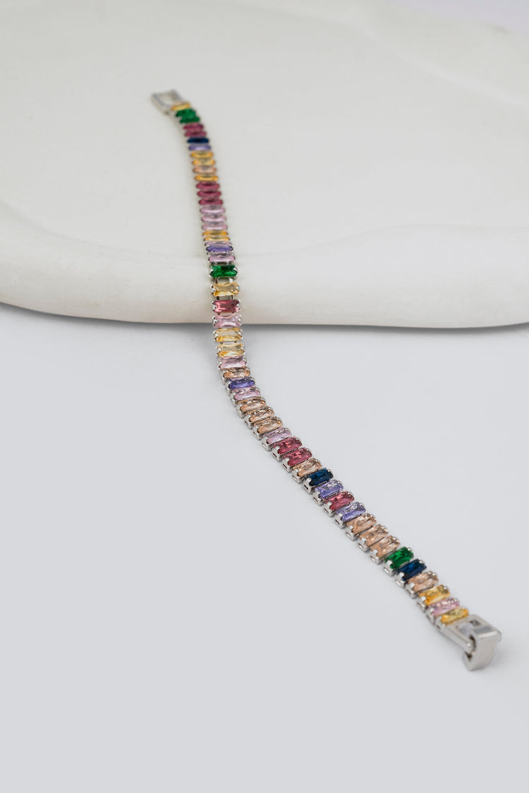 Rainbow Coloured Fashion Tennis Bracelet For Women