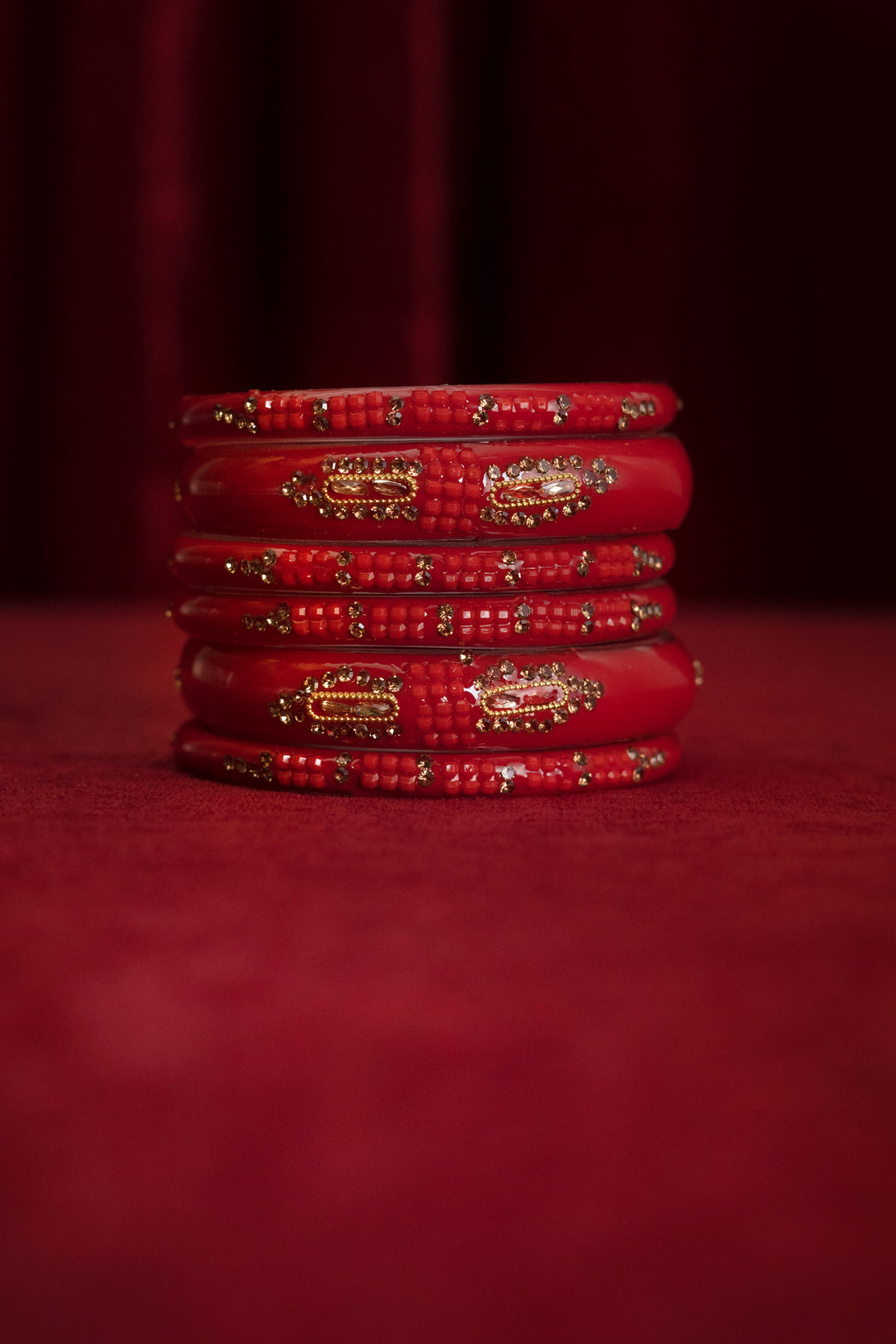 Red Colour Glass Bangle For Women