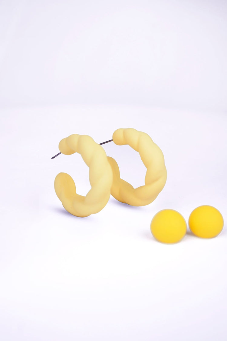 Set Of 2 Enamel Earrings (Yellow) Earring