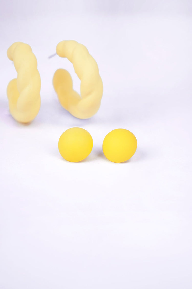 Set Of 2 Enamel Earrings (Yellow) Earring