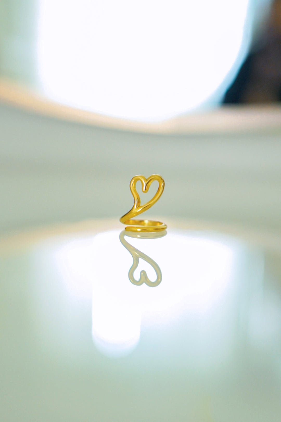 Upright Heart 18k Gold Plated Rings For Women Ring